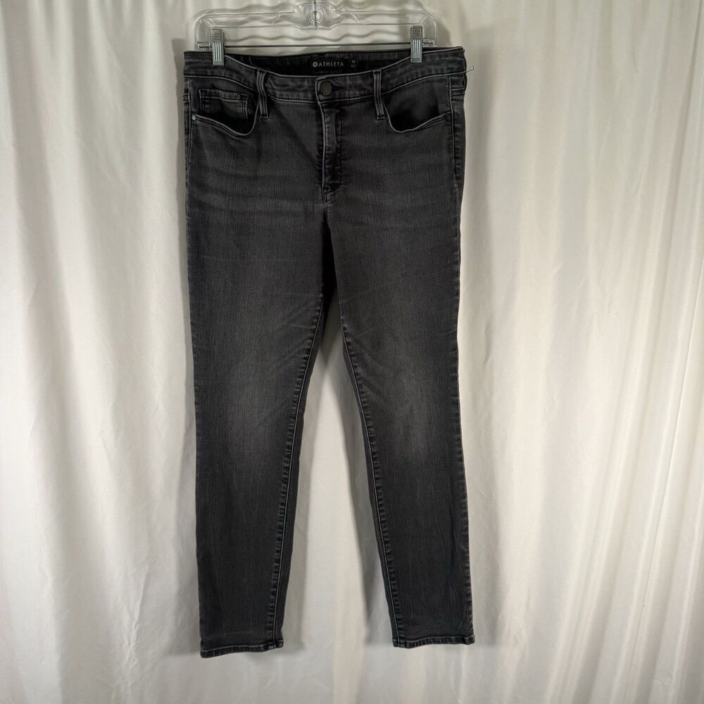 Athleta Jeans Women's 12 Dark Grey Whiskered 5 Pocket Stretch 29" Inseam